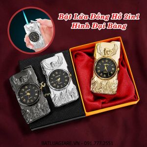 BẬT LỬA ĐỒNG HỒ 2IN1 HÌNH ĐẠI BÀNG (CÓ HỘP) - (XÀI GAS)