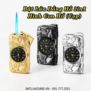 BẬT LỬA ĐỒNG HỒ 2IN1 HÌNH CON HỔ (CON CỌP) - (XÀI GAS)