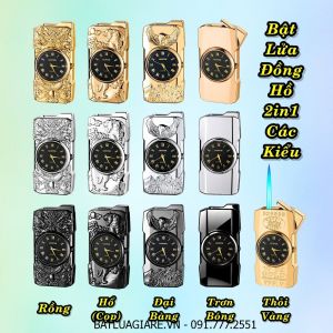 BẬT LỬA ĐỒNG HỒ 2IN1 CÁC KIỂU - (XÀI GAS)