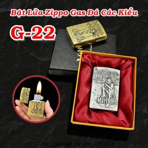 BẬT LỬA ZIPPO GAS ĐÁ CÁC KIỂU G-22 (CÓ HỘP) - (XÀI GAS)