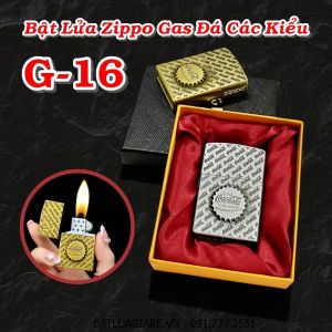 BẬT LỬA ZIPPO GAS ĐÁ CÁC KIỂU G-16 (CÓ HỘP) - (XÀI GAS)