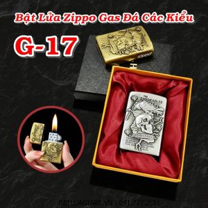 BẬT LỬA ZIPPO GAS ĐÁ CÁC KIỂU G-17 (CÓ HỘP) - (XÀI GAS)