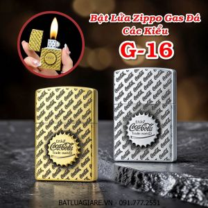 BẬT LỬA ZIPPO GAS ĐÁ CÁC KIỂU G-16 - (XÀI GAS)