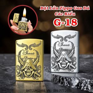 BẬT LỬA ZIPPO GAS ĐÁ CÁC KIỂU G-18 - (XÀI GAS)