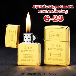 BẬT LỬA ZIPPO GAS ĐÁ HÌNH THỎI VÀNG G-23 - (XÀI GAS)