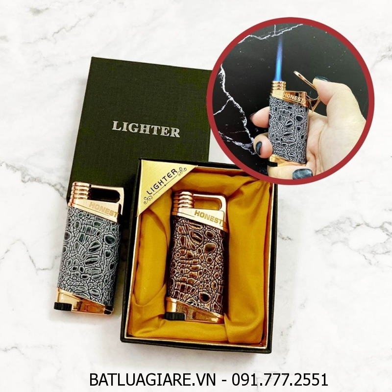 BẬT LỬA KHÈ HONEST 615 BỌC DA CÁ SẤU (CÓ HỘP) - (XÀI GAS)