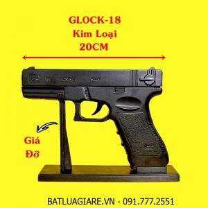 BẬT LỬA KHÈ HÌNH SÚNG GLOCK-18 (CÓ GIÁ ĐỠ) SIZE: 20CM - (XÀI GAS)