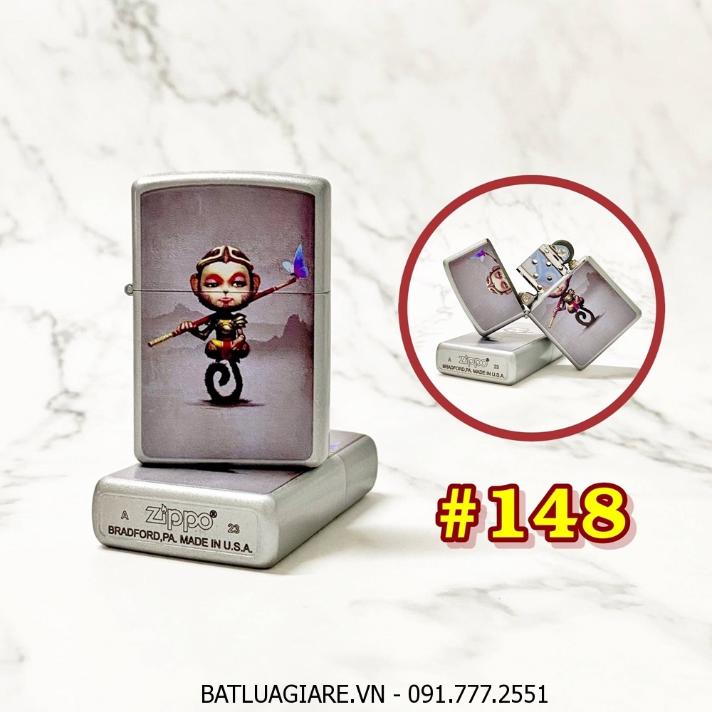 BẬT LỬA ZIPPO SƠN TĨNH ĐIỆN 2 MẶT CHỦ ĐỀ TÂY DU KÝ HÌNH TÔN NGỘ KHÔNG (CÓ MỘC ĐÁY) - (XÀI XĂNG) #148