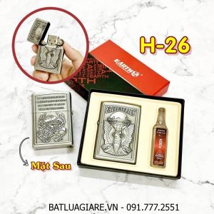 BÂT LỬA ZIPPO AMERICAN 2 MẶT HÌNH NỔI (CÓ HỘP VÀ XĂNG) H-26