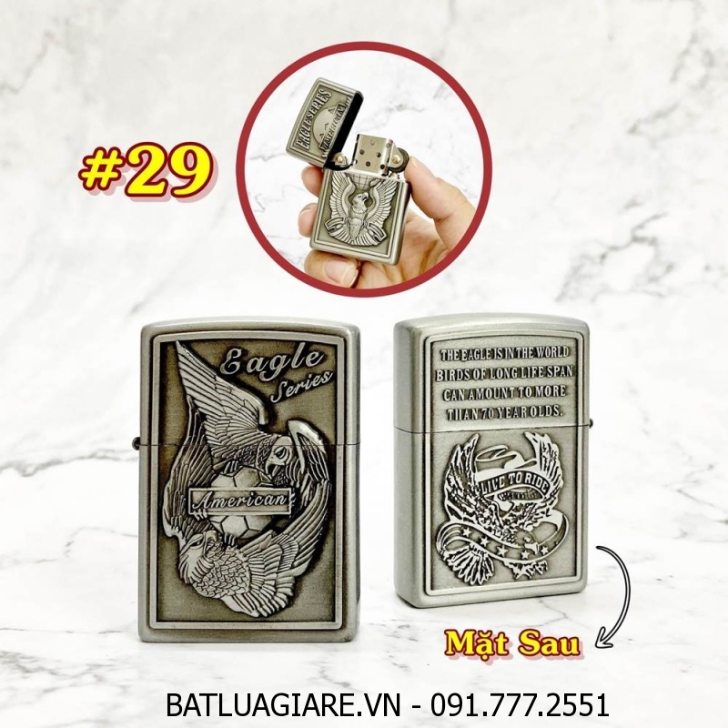BÂT LỬA ZIPPO AMERICAN 2 MẶT HÌNH NỔI - (XÀI XĂNG) #29