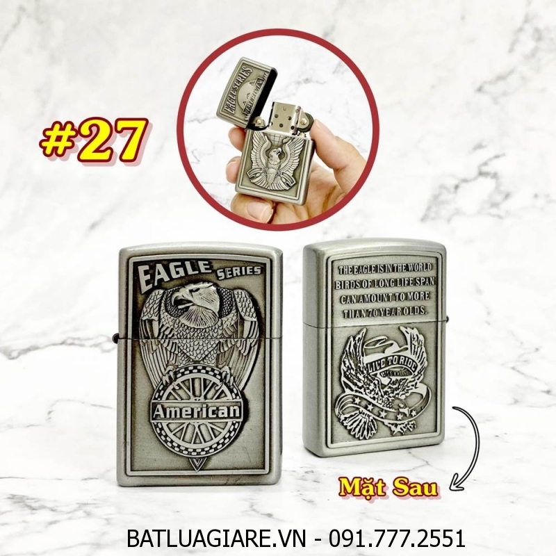 BÂT LỬA ZIPPO AMERICAN 2 MẶT HÌNH NỔI - (XÀI XĂNG) #27