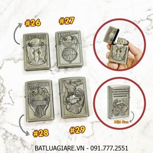 BÂT LỬA ZIPPO AMERICAN 2 MẶT HÌNH NỔI CÁC KIỂU - (XÀI XĂNG)