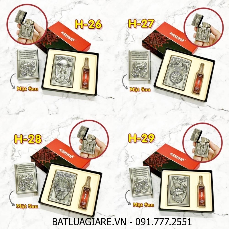BÂT LỬA ZIPPO AMERICAN 2 MẶT HÌNH NỔI CÁC KIỂU (CÓ HỘP VÀ XĂNG)