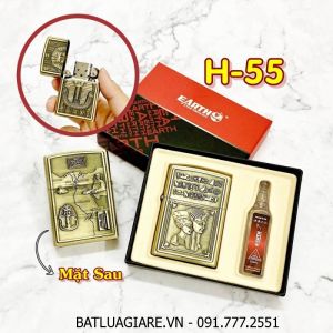 BÂT LỬA ZIPPO AI CẬP 2 MẶT HÌNH NỔI (CÓ HỘP VÀ XĂNG) H-55