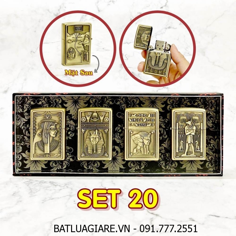 BỘ 4 BÂT LỬA ZIPPO AI CẬP 2 MẶT HÌNH NỔI - (XÀI XĂNG) SET 20