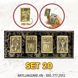 BỘ 4 BÂT LỬA ZIPPO AI CẬP 2 MẶT HÌNH NỔI - (XÀI XĂNG) SET 20