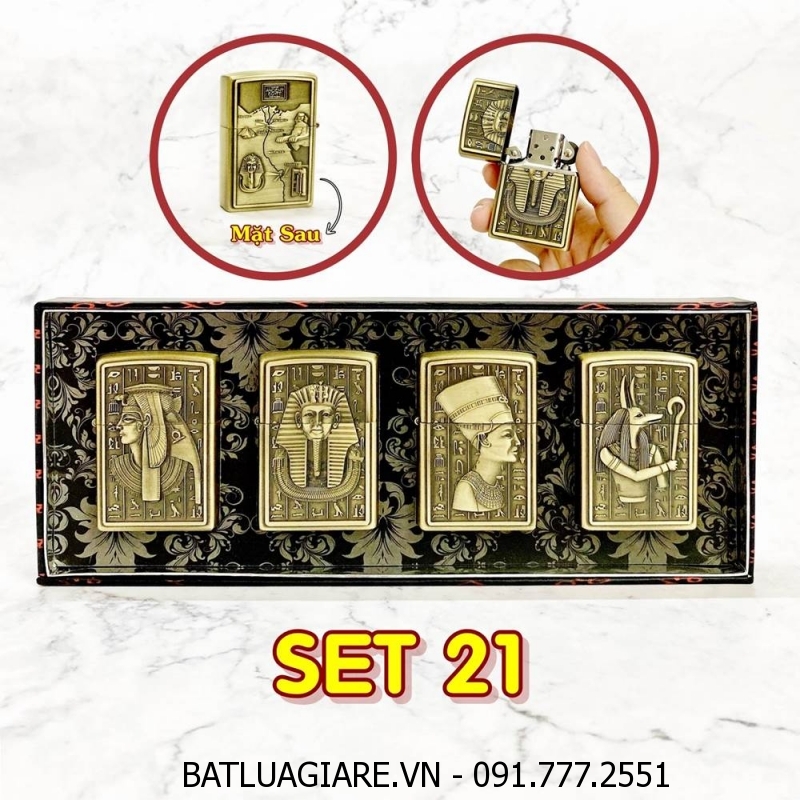 BỘ 4 BÂT LỬA ZIPPO AI CẬP 2 MẶT HÌNH NỔI - (XÀI XĂNG) SET 21