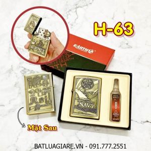 BÂT LỬA ZIPPO U.S 2 MẶT HÌNH NỔI (CÓ HỘP VÀ XĂNG) H-63