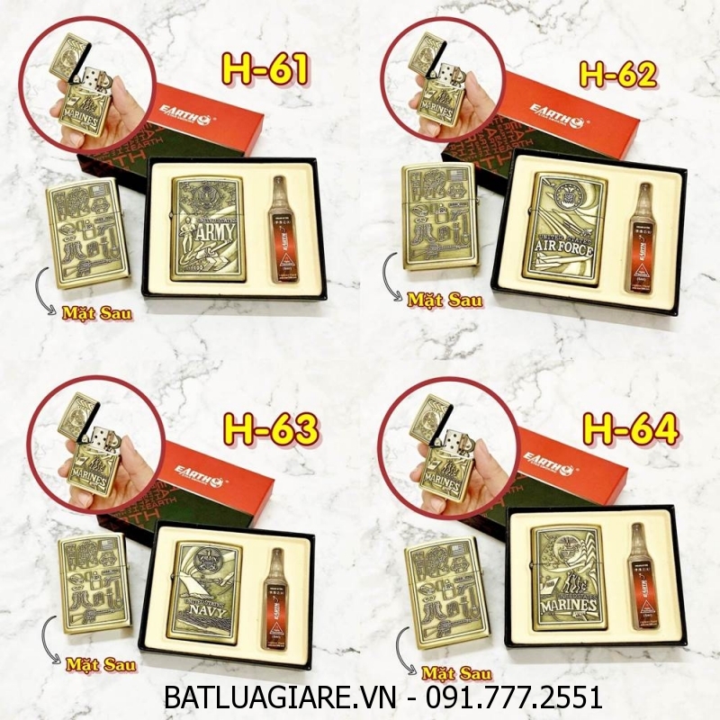 BÂT LỬA ZIPPO U.S 2 MẶT HÌNH NỔI CÁC KIỂU (CÓ HỘP VÀ XĂNG)