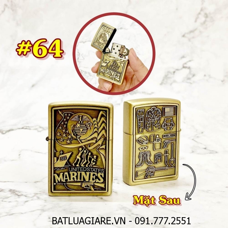 BÂT LỬA ZIPPO U.S 2 MẶT HÌNH NỔI - (XÀI XĂNG) #64