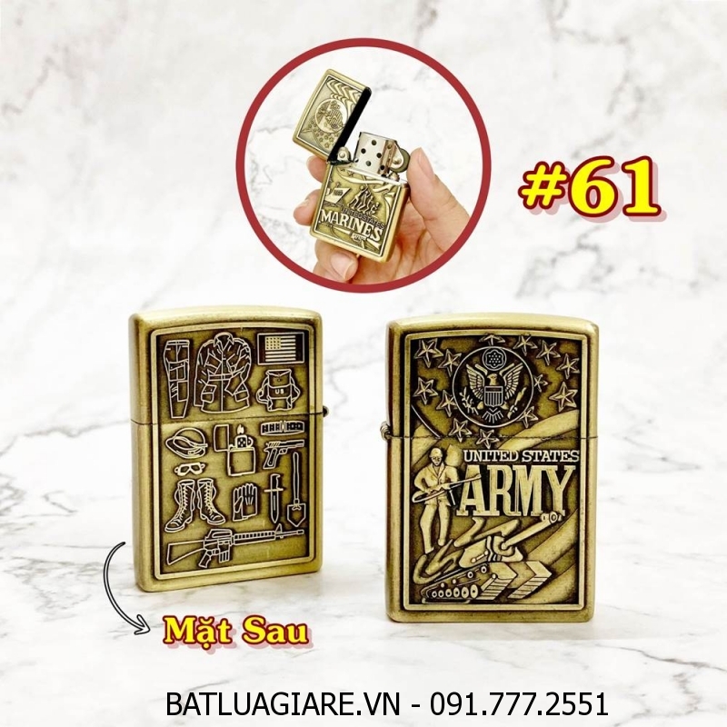 BÂT LỬA ZIPPO U.S 2 MẶT HÌNH NỔI - (XÀI XĂNG) #61