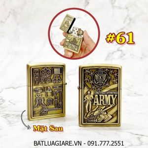 BÂT LỬA ZIPPO U.S 2 MẶT HÌNH NỔI - (XÀI XĂNG) #61