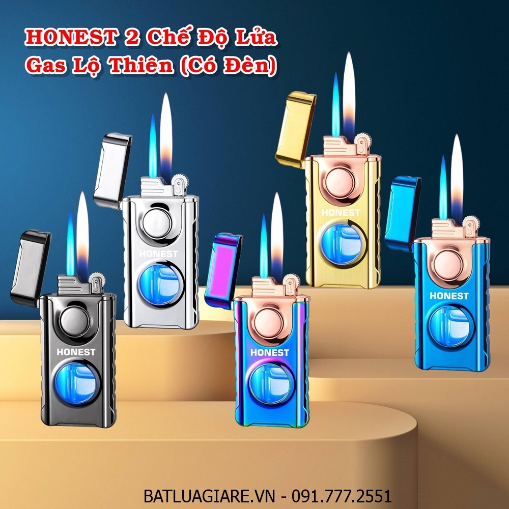 BẬT LỬA HONEST 2 CHẾ ĐỘ LỬA - GAS LỘ THIÊN CÓ ĐÈN (LỬA NGỌN VÀ LỬA HOẢ TIỄN) - (XÀI GAS)