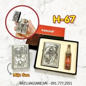 BÂT LỬA ZIPPO TỬ THẦN 2 MẶT HÌNH NỔI (CÓ HỘP VÀ XĂNG) H-67