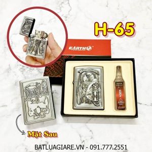 BÂT LỬA ZIPPO TỬ THẦN 2 MẶT HÌNH NỔI (CÓ HỘP VÀ XĂNG) H-65