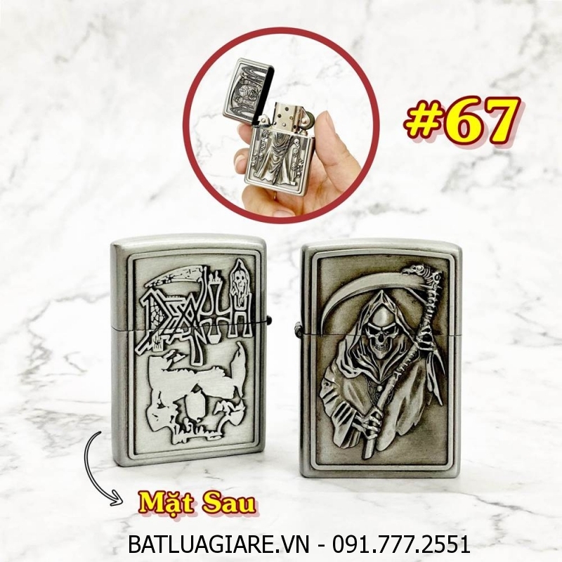 BÂT LỬA ZIPPO TỬ THẦN 2 MẶT HÌNH NỔI - (XÀI XĂNG) #67