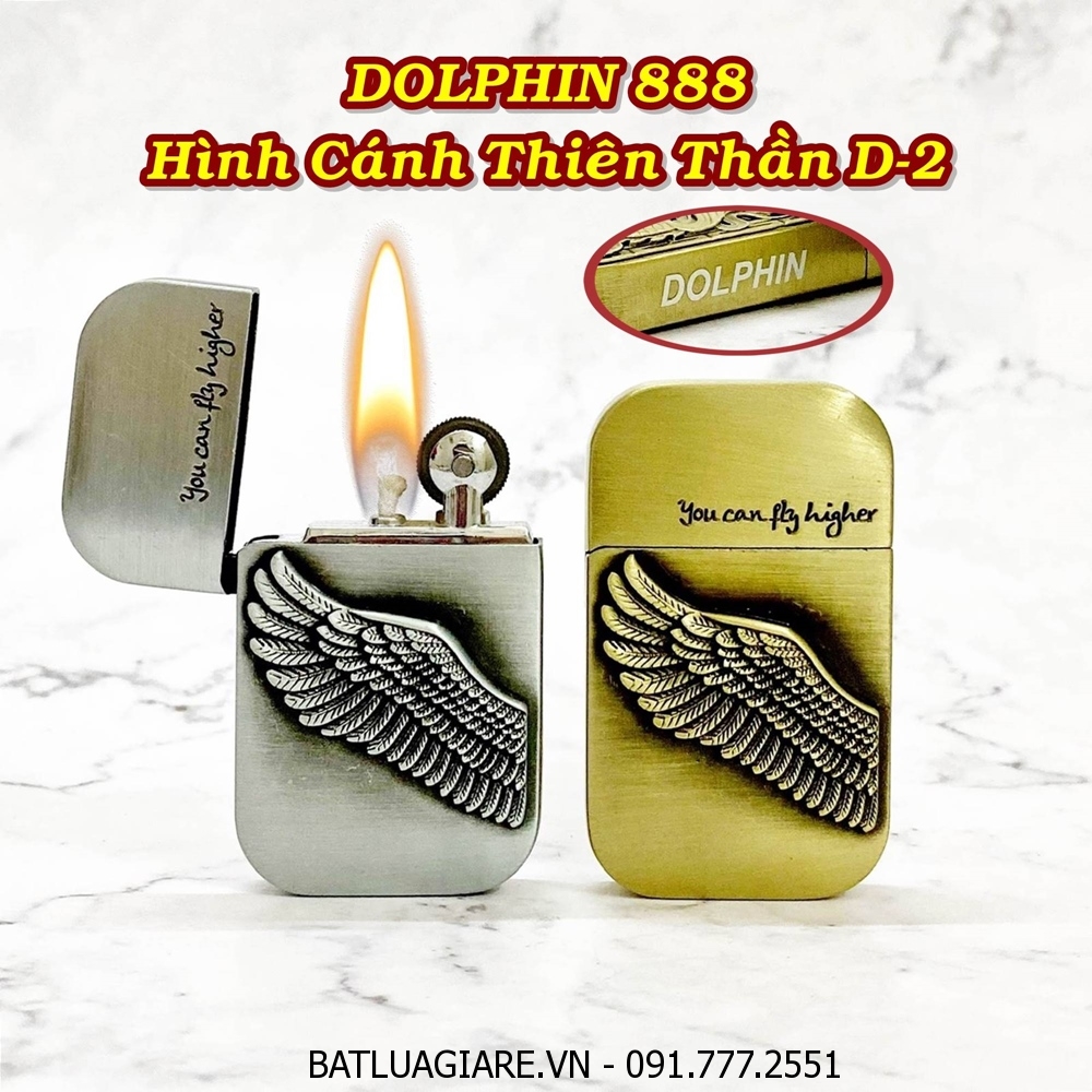 BẬT LỬA XĂNG ĐÁ 1 BÁNH XE DOLPHIN 888 HÌNH CÁNH THIÊN THẦN D-2 - (XÀI XĂNG)