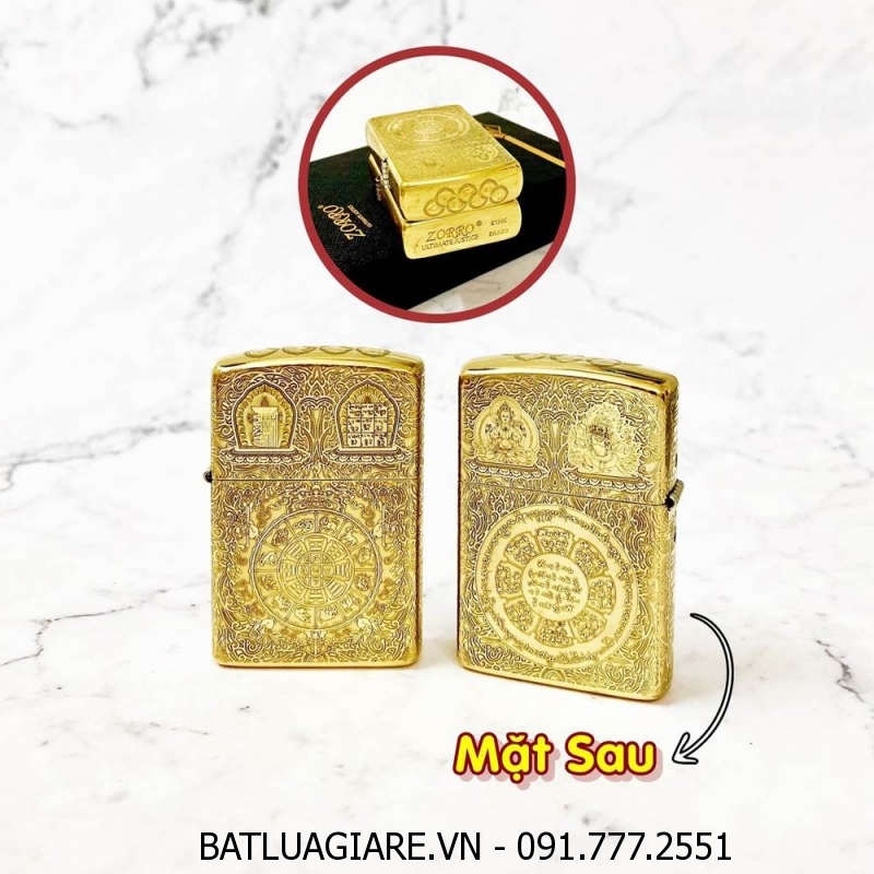 BẬT LỬA ZIPPO ZORRO BÓNG - KHẮC 5 MẶT HÌNH \