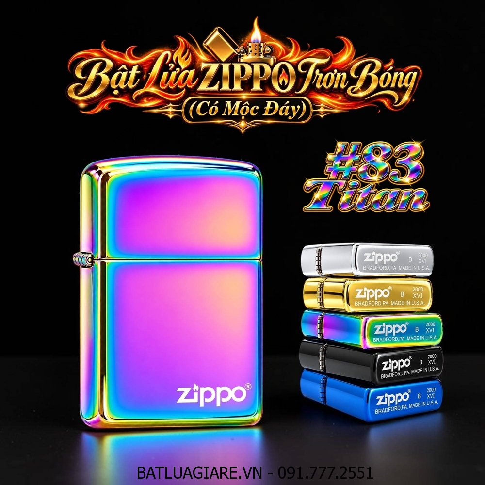 BẬT LỬA ZIPPO TRƠN BÓNG (CÓ MỘC ĐÁY) - (XÀI XĂNG) #TITAN #83
