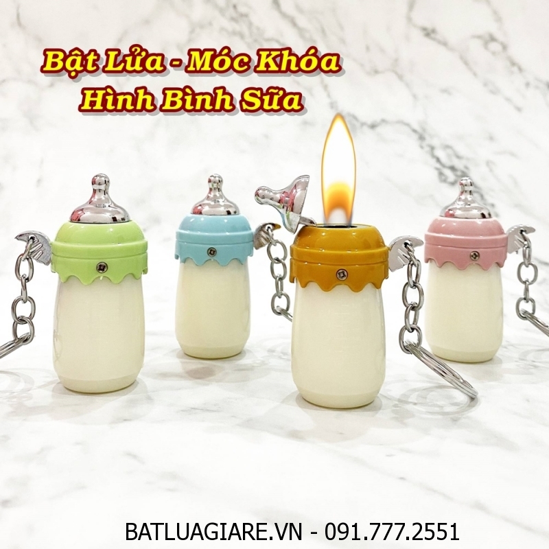 BẬT LỬA MÓC KHÓA HÌNH BÌNH SỮA - (XÀI GAS)