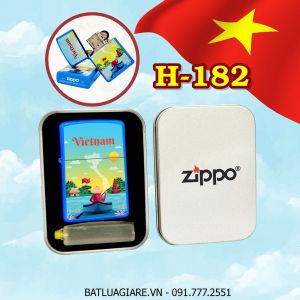 BẬT LỬA ZIPPO SƠN TĨNH ĐIỆN HÌNH VIỆT NAM QUÊ HƯƠNG TÔI (CÓ MỘC ĐÁY) (HỘP THIẾC KÈM XĂNG) H-182