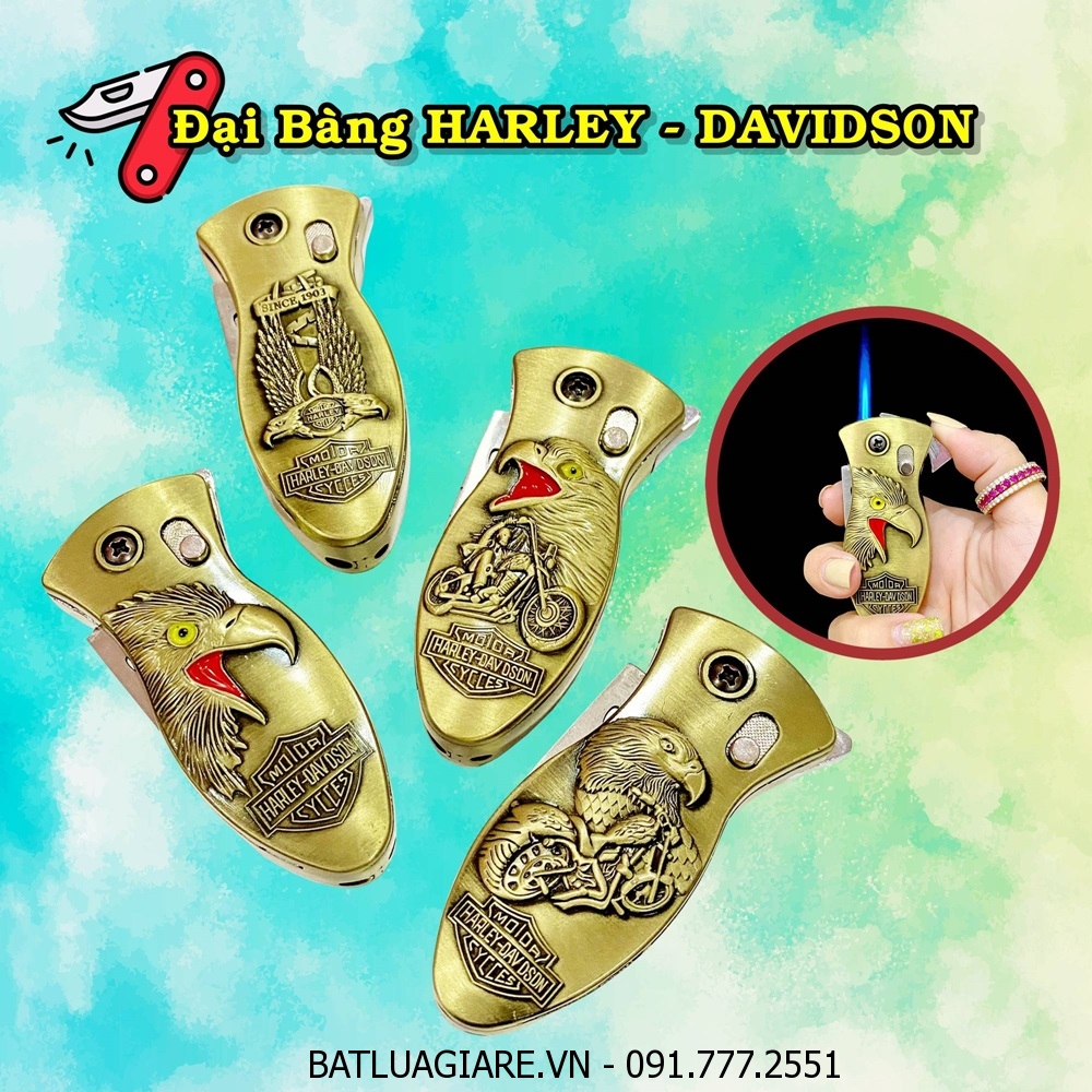 BẬT LỬA KHÈ DAO BẤM TỰ VỆ HÌNH ĐẠI BÀNG HARLEY - DAVIDSON - (XÀI GAS)