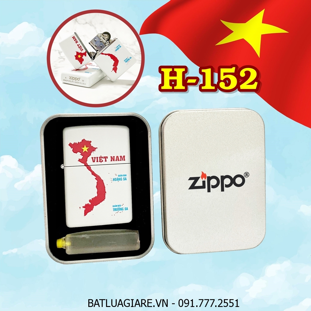 BẬT LỬA ZIPPO SƠN TĨNH ĐIỆN HÌNH BẢN ĐỒ VIỆT NAM (CÓ MỘC ĐÁY) (HỘP THIẾC KÈM XĂNG) H-152