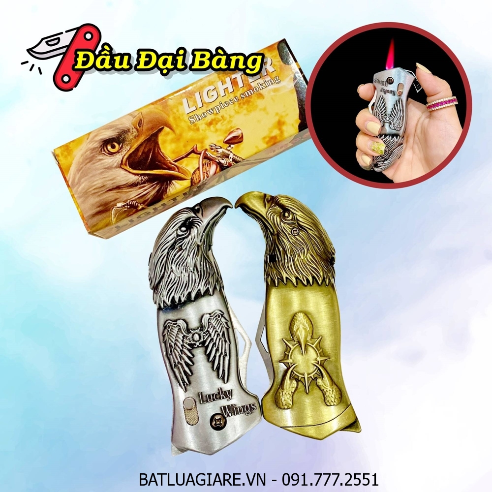 BẬT LỬA KHÈ DAO BẤM TỰ VỆ HÌNH ĐẦU ĐẠI BÀNG (DAO LUCKY WINGS) - (XÀI GAS)