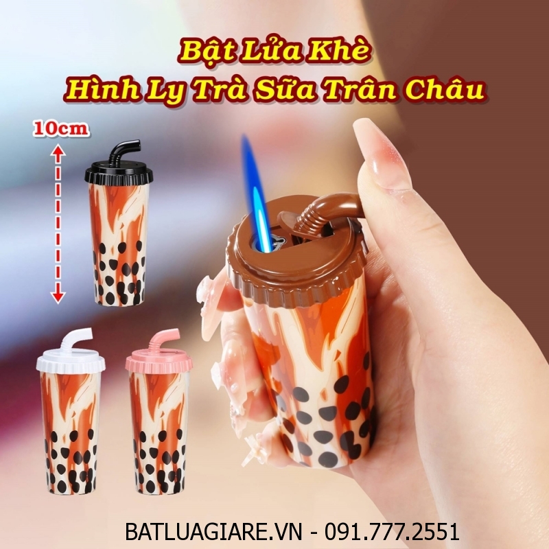 BẬT LỬA KHÈ HÌNH LY TRÀ SỮA TRÂN CHÂU - (XÀI GAS)