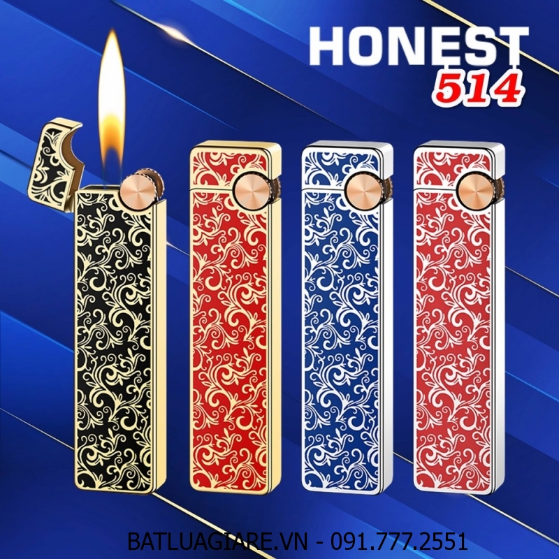 BẬT LỬA GAS ĐÁ THANH DÀI SƠN MÀI PHỦ BÓNG HÌNH HOA VĂN HONEST 514 - (XÀI GAS)