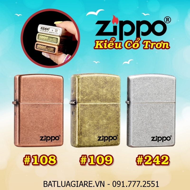 BẬT LỬA ZIPPO KIỂU CỔ TRƠN (CÓ MỘC ĐÁY) - (XÀI XĂNG)