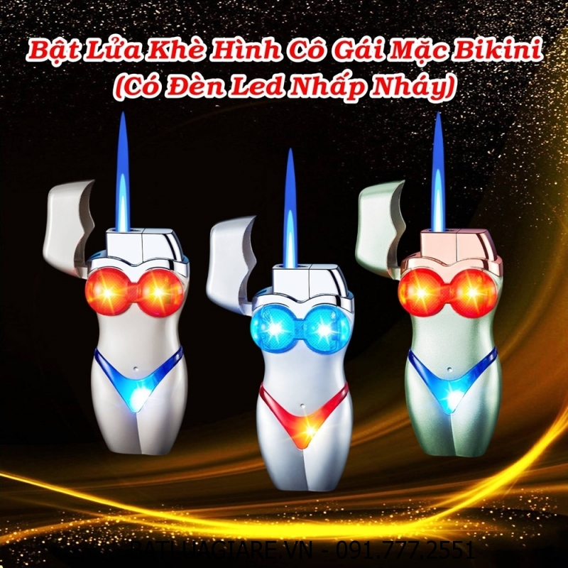 BẬT LỬA KHÈ HÌNH CÔ GÁI MẶC BIKINI (CÓ ĐÈN LED NHẤP NHÁY) - (XÀI GAS)