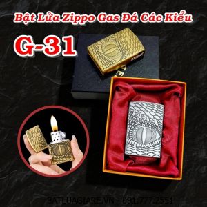 BẬT LỬA ZIPPO GAS ĐÁ CÁC KIỂU G-31 (CÓ HỘP) - (XÀI GAS)