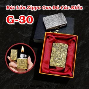 BẬT LỬA ZIPPO GAS ĐÁ CÁC KIỂU G-30 (CÓ HỘP) - (XÀI GAS)