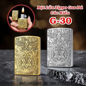 BẬT LỬA ZIPPO GAS ĐÁ CÁC KIỂU G-30 - (XÀI GAS)