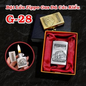 BẬT LỬA ZIPPO GAS ĐÁ CÁC KIỂU G-28 (CÓ HỘP) - (XÀI GAS)