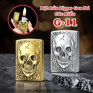 BẬT LỬA ZIPPO GAS ĐÁ CÁC KIỂU G-11 - (XÀI GAS)