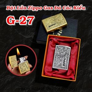 BẬT LỬA ZIPPO GAS ĐÁ CÁC KIỂU G-27 (CÓ HỘP) - (XÀI GAS)
