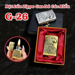 BẬT LỬA ZIPPO GAS ĐÁ CÁC KIỂU G-26 (CÓ HỘP) - (XÀI GAS)