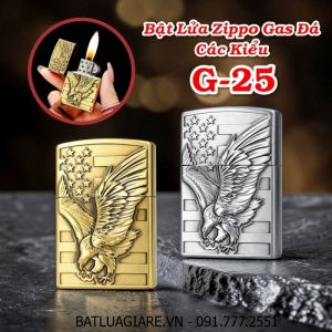 BẬT LỬA ZIPPO GAS ĐÁ CÁC KIỂU G-25 - (XÀI GAS)